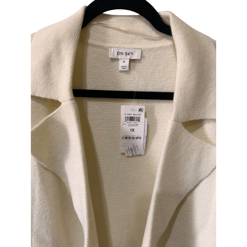 On 34th Women's Sweater Blazer Alabaster 1X‎ - Picture 5 of 7
